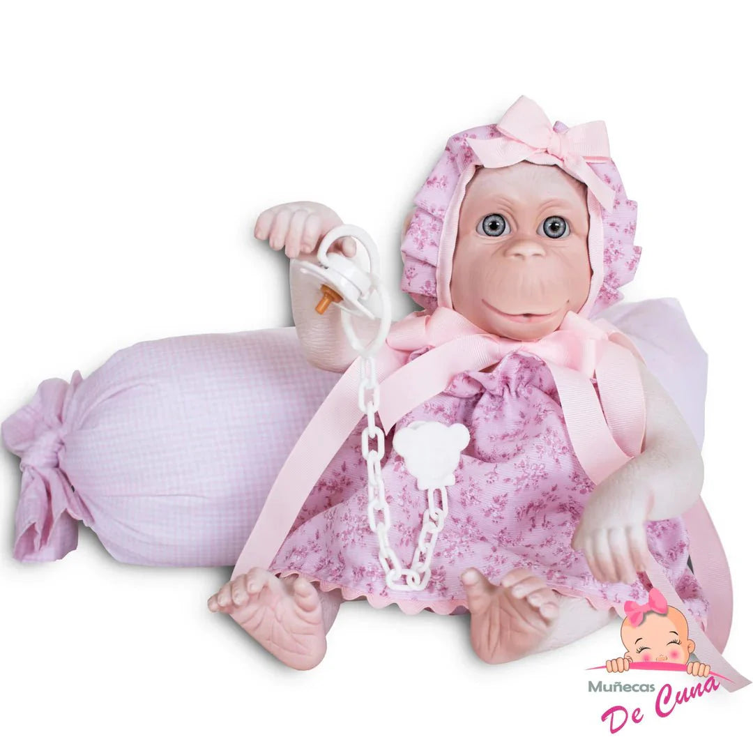 Albino Reborn Monkey Pink Dress - Loula’s Little Nursery