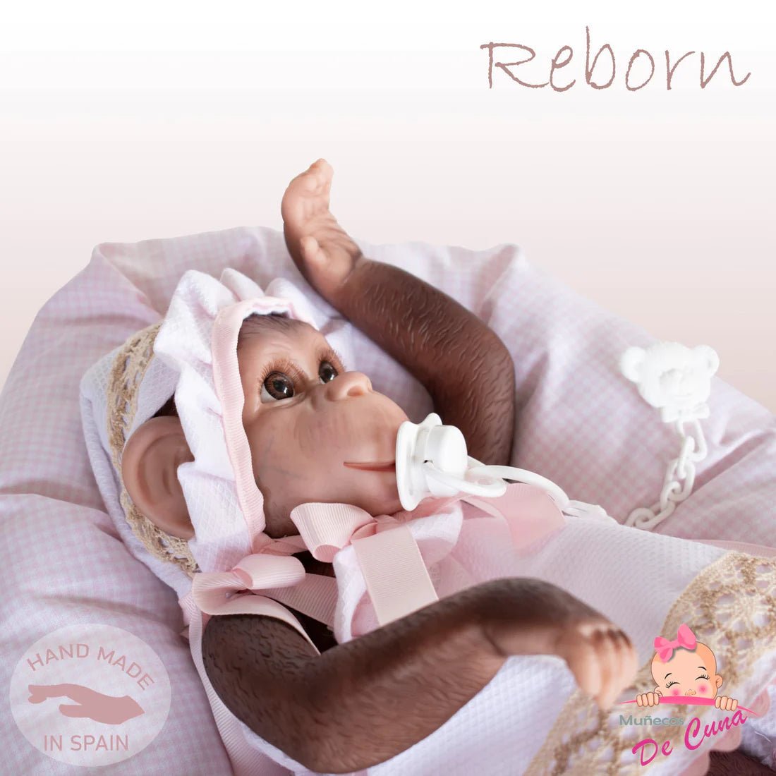 Eyelashes Reborn Monkey Pink Dress - Loula’s Little Nursery